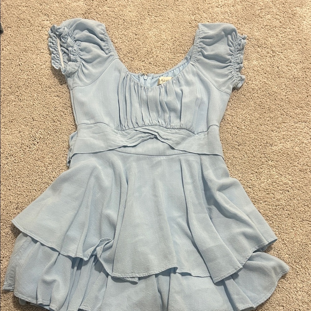 Elegant Light Blue Layered Blouse